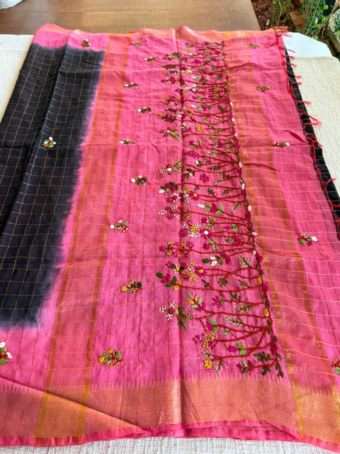 Bhag zari checked saree with blouse