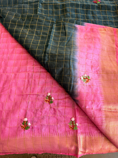 Bhag zari checked saree with blouse