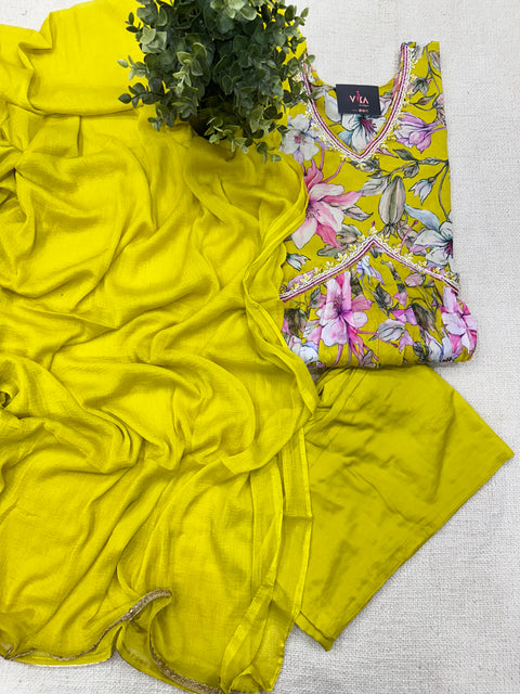 Alia cut chinnon ready suit set