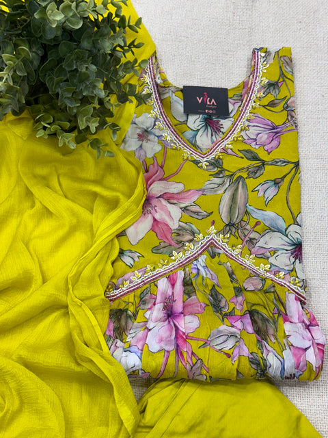 Alia cut chinnon ready suit set