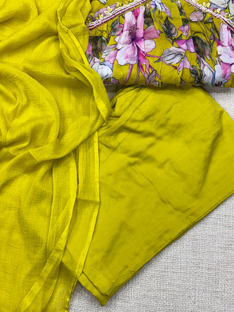 Alia cut chinnon ready suit set