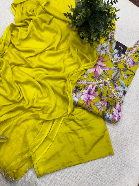 Alia cut chinnon ready suit set