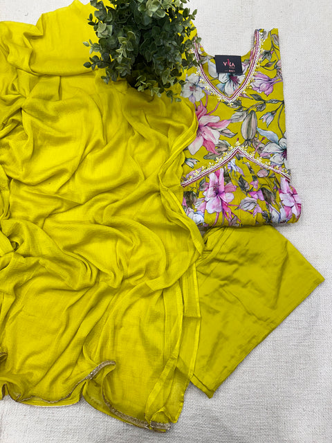 Alia cut chinnon ready suit set