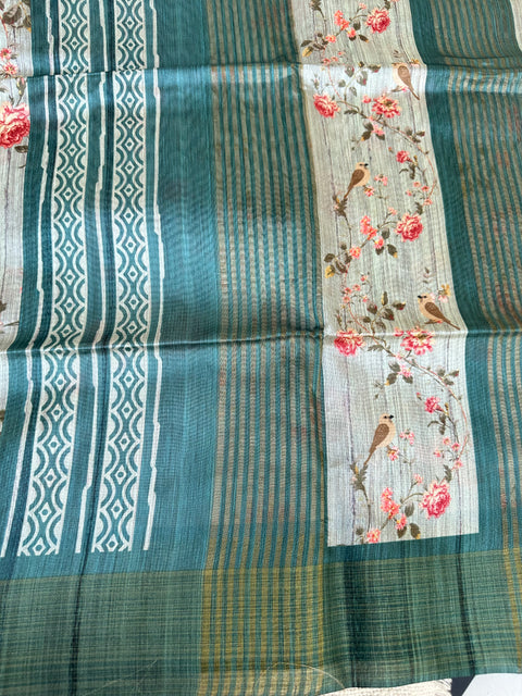 Printed Faux Raw silk saree