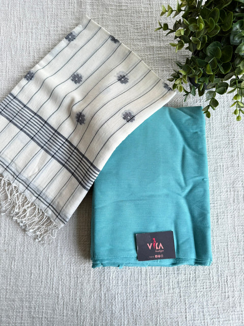 Cotton rayon suit set with jamdani dupatta