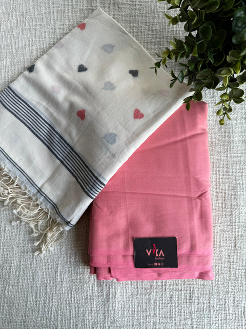 Cotton rayon suit set with jamdani dupatta