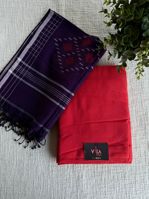 Cotton rayon suit set with jamdani dupatta