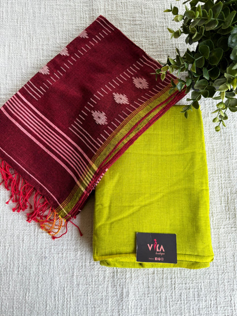 Cotton rayon suit set with jamdani dupatta