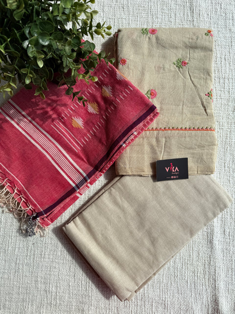 Jamdani Cotton suit set with dupatta