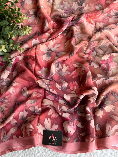 Digital printed crepe saree