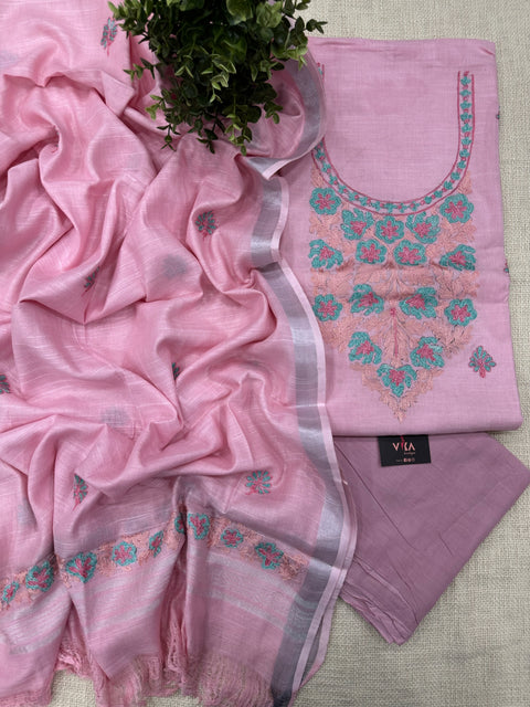 Embroidery cotton linen salwar material