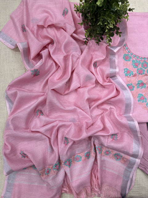 Embroidery cotton linen salwar material