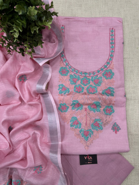 Embroidery cotton linen salwar material