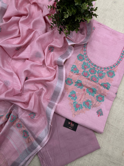 Embroidery cotton linen salwar material