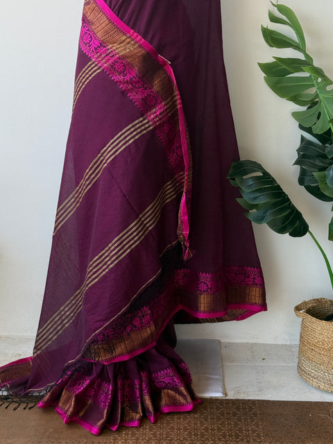Vikhadi weaving border cotton saree