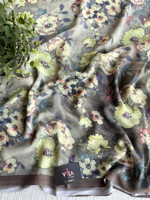 Digital printed crepe saree