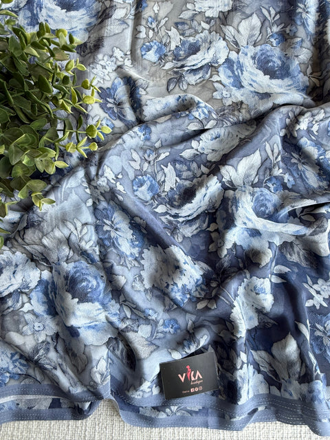 Digital printed crepe saree