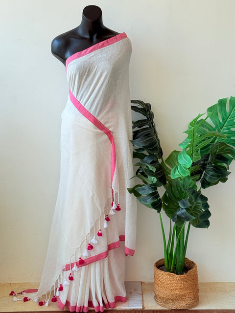 Plain linen saree