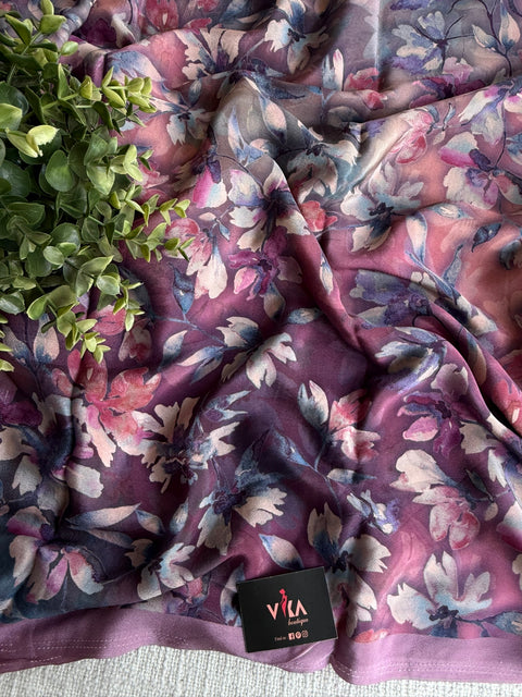 Digital printed crepe saree