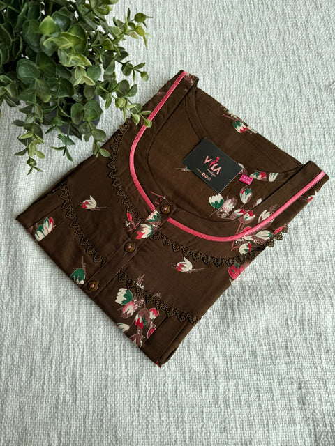 L and XL size printed cotton nighty