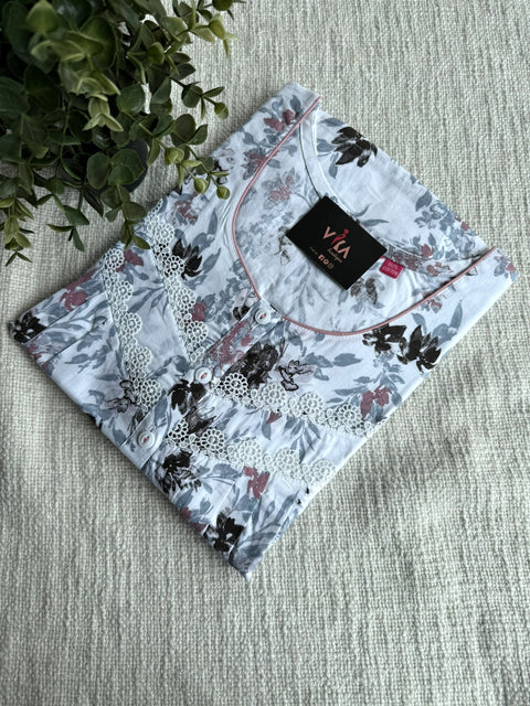 L and XL size printed cotton nighty