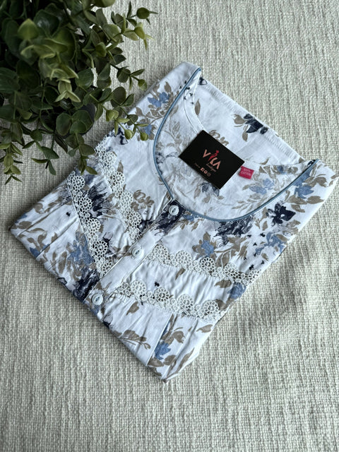 L and XL size printed cotton nighty