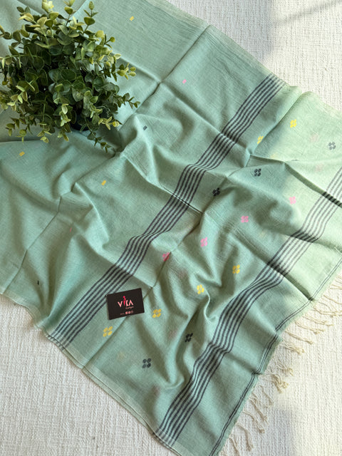 Jamdani Handloom Cotton Stole with Tassels (Copy)
