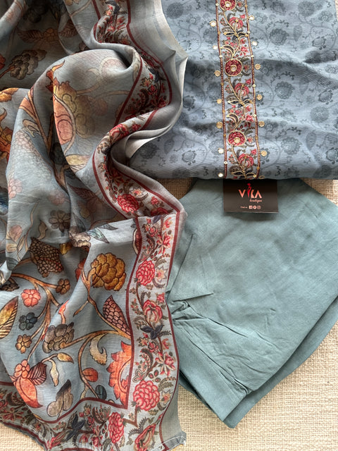 Printed chanderi cotton Ready set