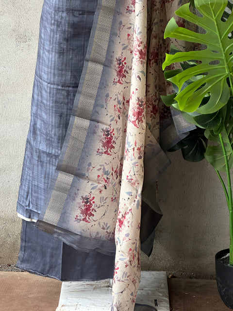 Self striped faux tussar salwar suit material