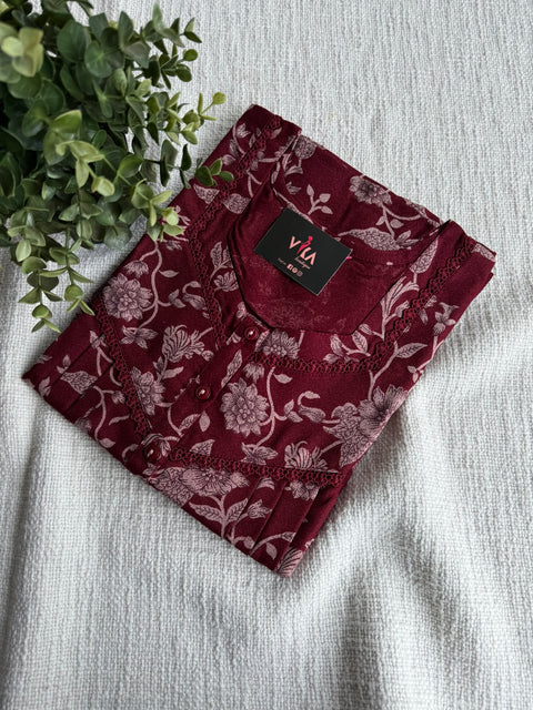 L and XL size Printed Alpine nighty-Red