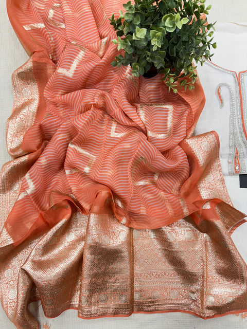 Paisley Dola silk salwar material - orange