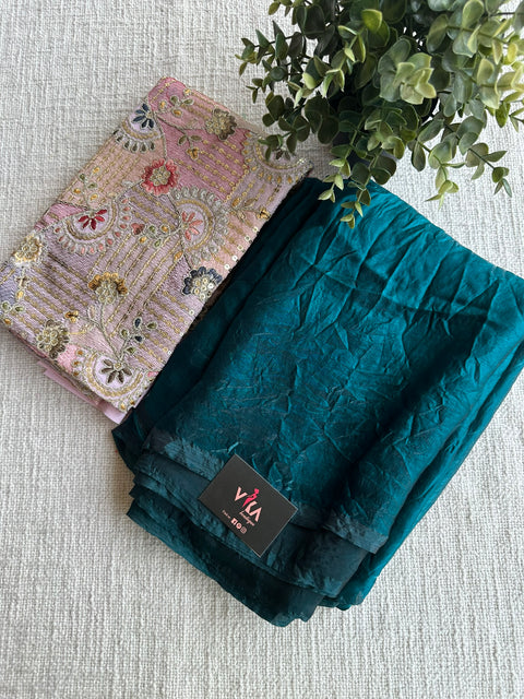 Peacock shiny tissue organza saree