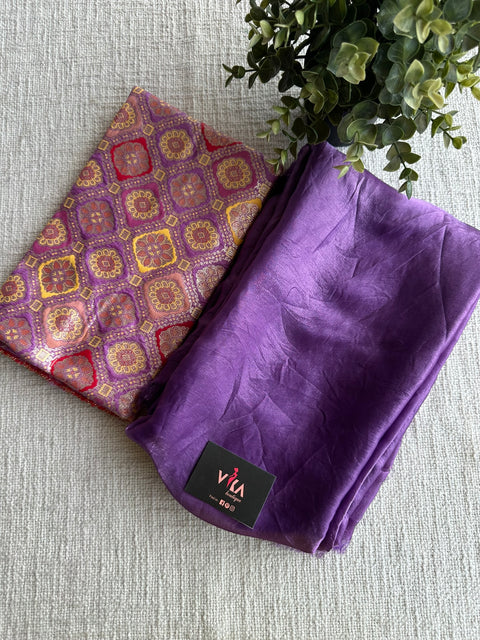Purple shiny tissue organza saree
