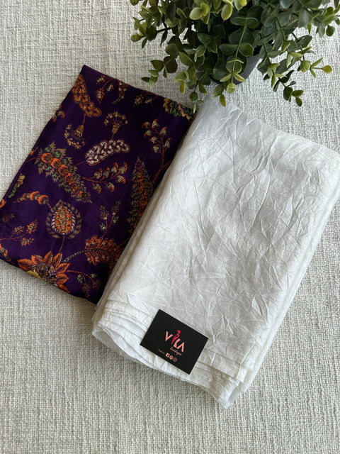 White shiny tissue organza saree
