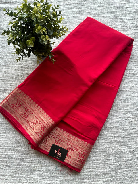 Weaving border semi georgette saree