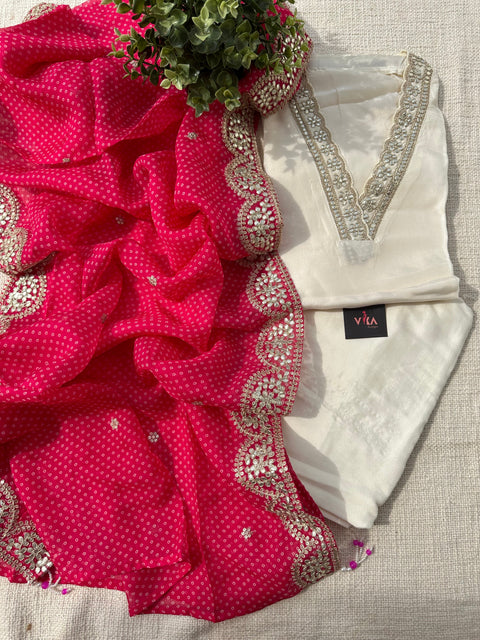 Semi stitched Russian silk salwar material - Pink