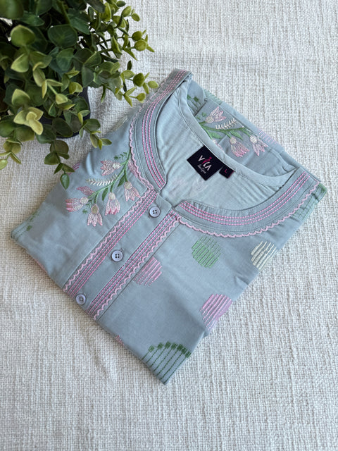 L Size Celebrity cotton Emb nighty