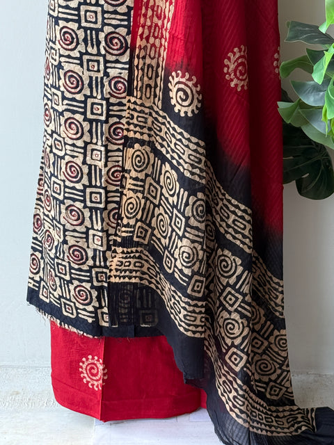 Batik printed cotton suit set
