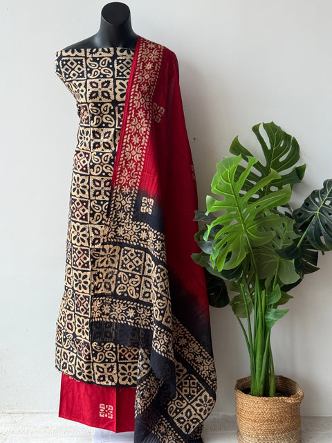 Batik printed cotton suit set