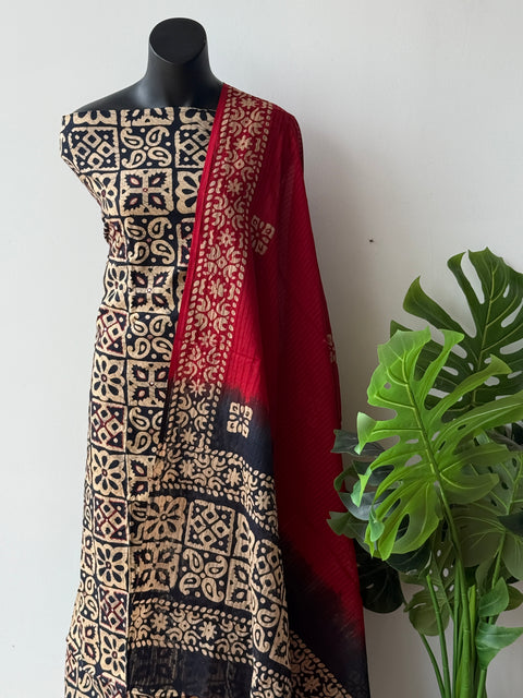 Batik printed cotton suit set
