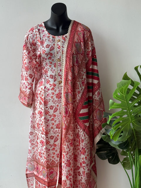 Semi stitched taby silk suit material