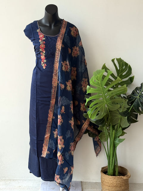 Neck emb organza salwar material