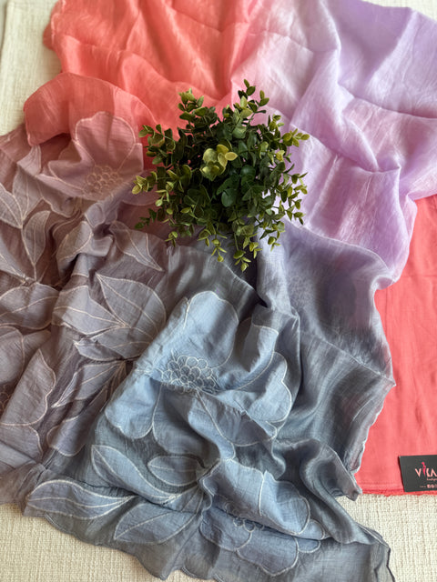 4D shaded Mul chanderi dupatta set