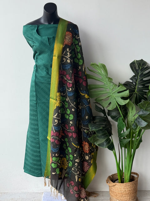 Pen kalamkari silk Dupatta with silk cotton top