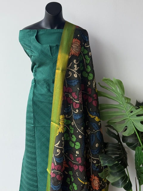 Pen kalamkari silk Dupatta with silk cotton top