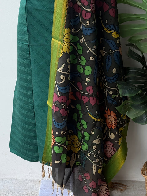 Pen kalamkari silk Dupatta with silk cotton top