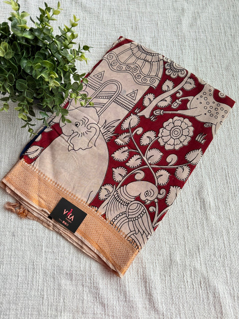 Kalamkari printed silk dupatta