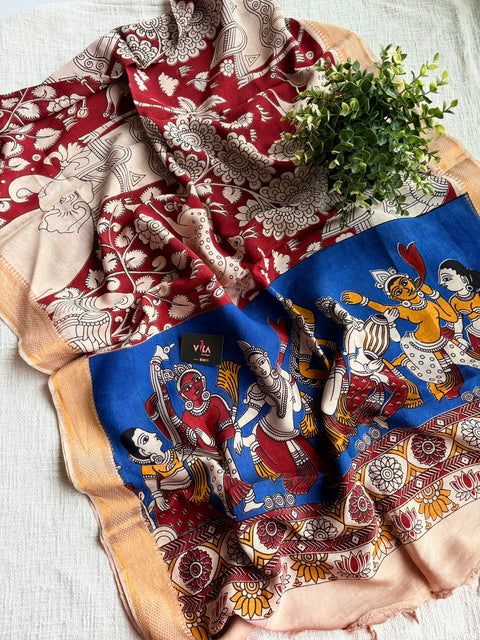 Kalamkari printed silk dupatta