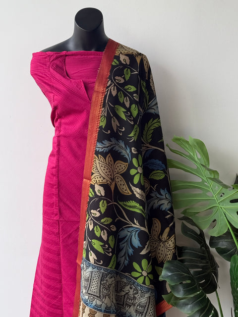 Pen kalamkari silk Dupatta with silk cotton top