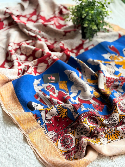 Kalamkari printed silk dupatta